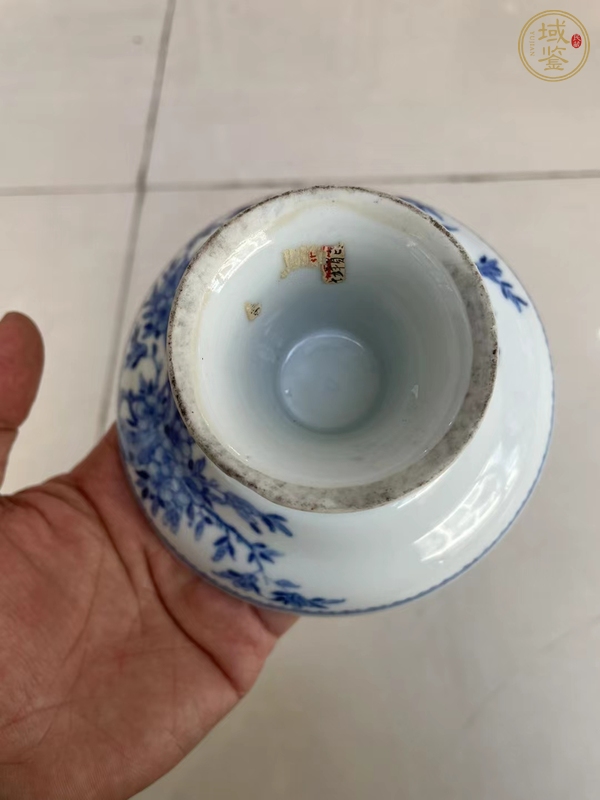 古玩陶瓷青花花鳥紋高足碗真品鑒賞圖