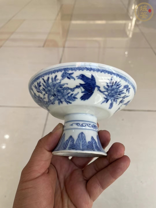 古玩陶瓷青花花鳥紋高足碗真品鑒賞圖