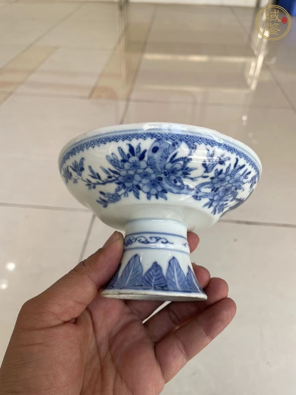 古玩陶瓷青花花鳥紋高足碗真品鑒賞圖