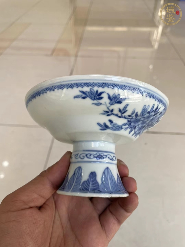 古玩陶瓷青花花鳥紋高足碗真品鑒賞圖