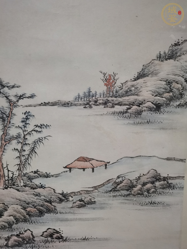 古玩字畫(huà)吳琴木款淺絳寫(xiě)意山水真品鑒賞圖