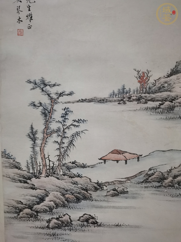 古玩字畫(huà)吳琴木款淺絳寫(xiě)意山水真品鑒賞圖