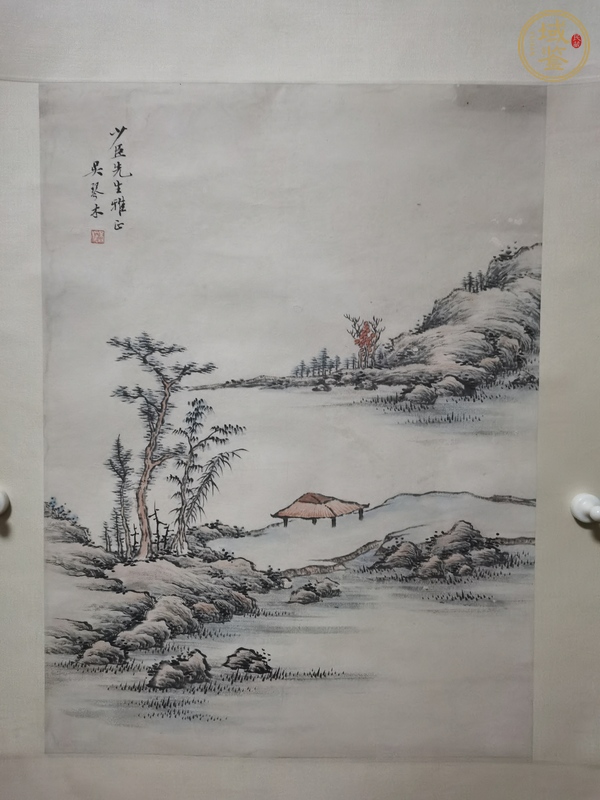 古玩字畫(huà)吳琴木款淺絳寫(xiě)意山水真品鑒賞圖