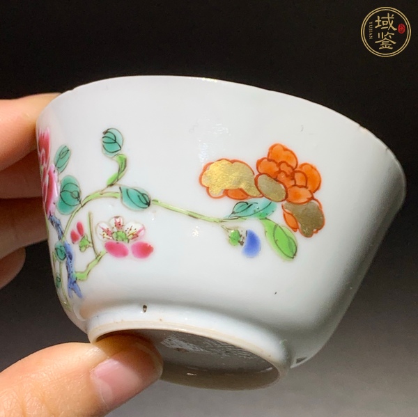 古玩陶瓷粉彩花卉描金紋杯2個(gè)真品鑒賞圖