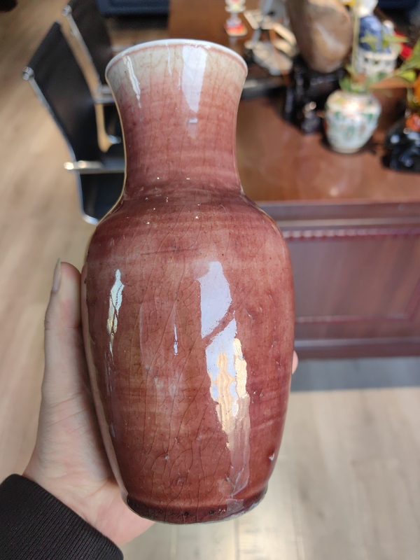 古玩陶瓷晚清郎窯紅釉羅漢瓶拍賣,當前價格9888元