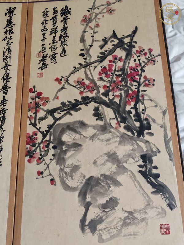 古玩字畫花卉六屏真品鑒賞圖