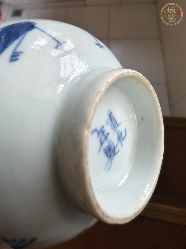 古玩陶瓷青花畫仙鶴紋茶圓真品鑒賞圖