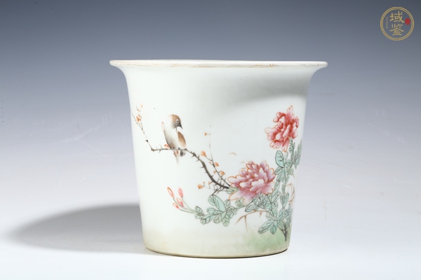 古玩民國(guó)·粉彩花鳥(niǎo)紋花盆真品鑒賞圖