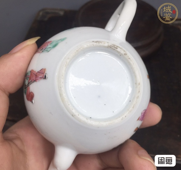 古玩陶瓷粉彩三娘教子圖茶壺真品鑒賞圖