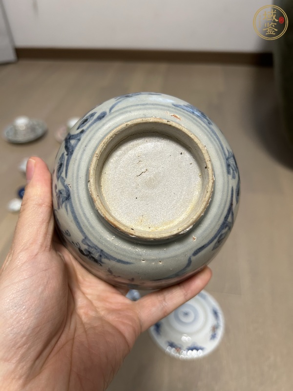 古玩陶瓷青花鶴鹿同春圖茶碗真品鑒賞圖