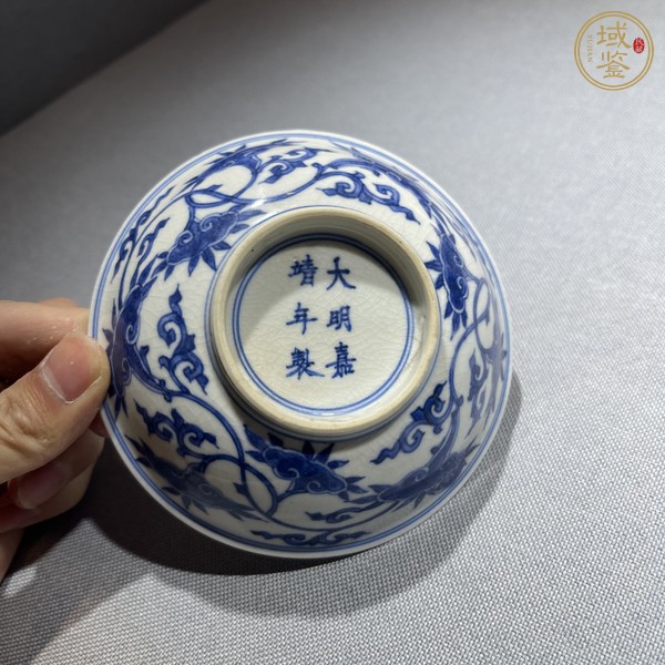 古玩陶瓷日本江戶青花花卉紋碗真品鑒賞圖