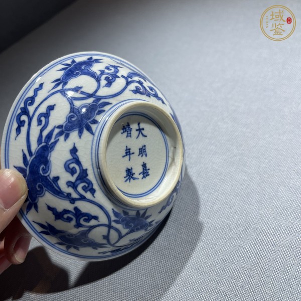 古玩陶瓷日本江戶青花花卉紋碗真品鑒賞圖