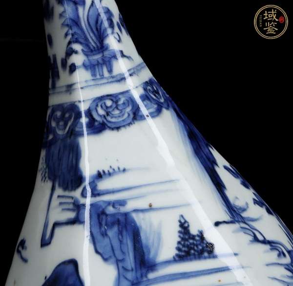 古玩陶瓷青花人物紋蒜頭瓶真品鑒賞圖