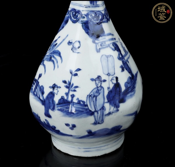 古玩陶瓷青花人物紋蒜頭瓶真品鑒賞圖