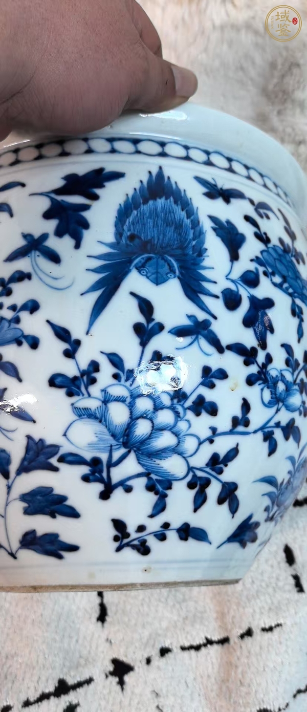 古玩陶瓷青花花鳥紋案缸真品鑒賞圖