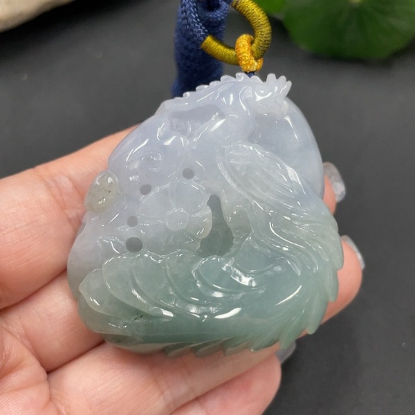 古玩玉器224天然翡翠鳳凰掛件 總重62.724g拍賣,當前價格390元