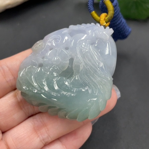 古玩玉器224天然翡翠鳳凰掛件 總重62.724g拍賣,當前價格390元