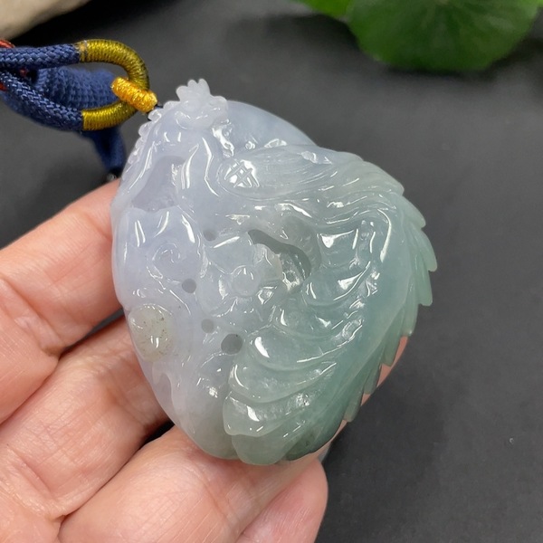 古玩玉器224天然翡翠鳳凰掛件 總重62.724g拍賣,當前價格390元