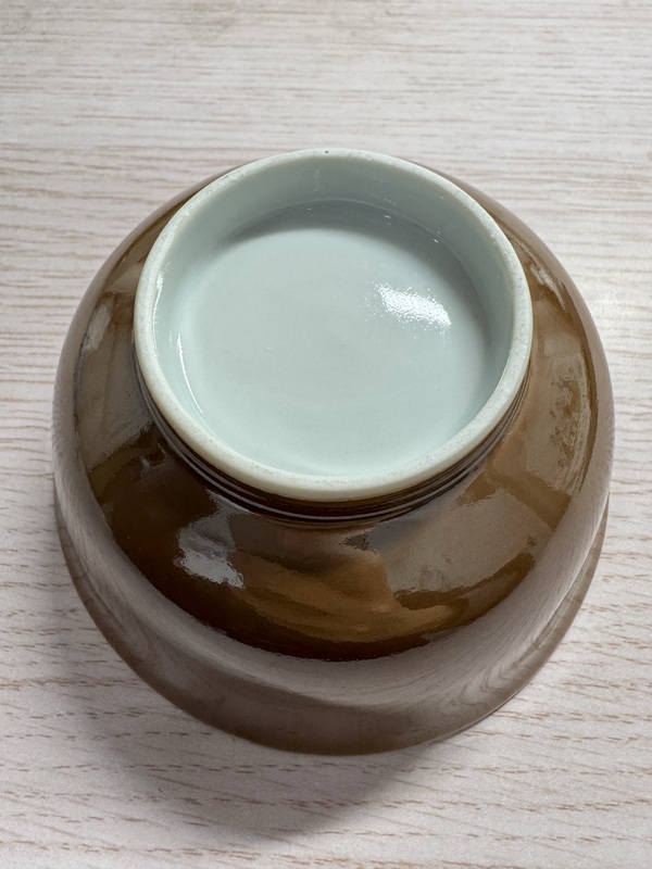古玩陶瓷外紫金釉內青花魚藻紋杯拍賣，當前價格588元