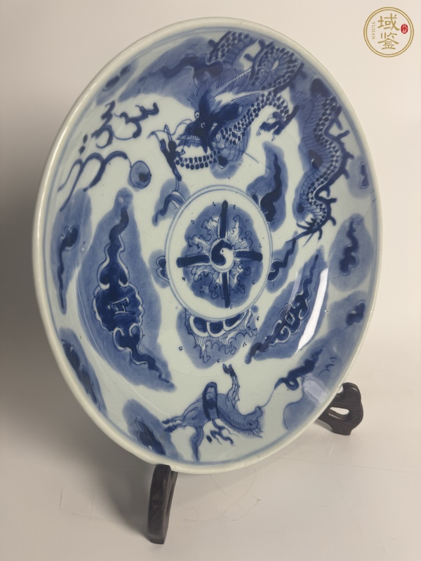 古玩陶瓷青花龍馬日月盤真品鑒賞圖