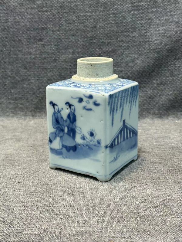 古玩陶瓷康熙青花西廂記四方茶葉罐拍賣,當前價格8888元