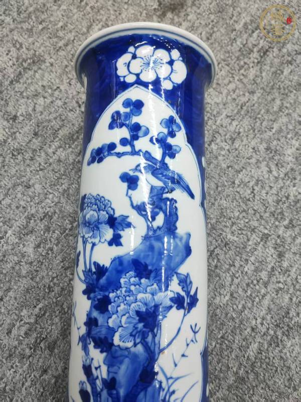 古玩陶瓷青花花鳥紋箭筒真品鑒賞圖