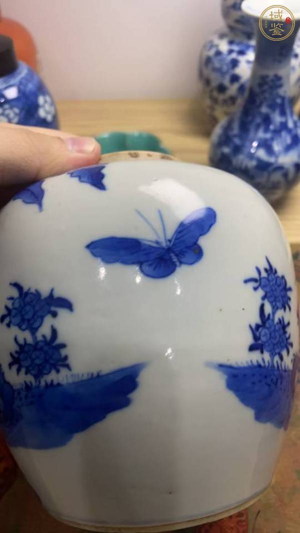 古玩陶瓷三娘教子圖青花罐真品鑒賞圖