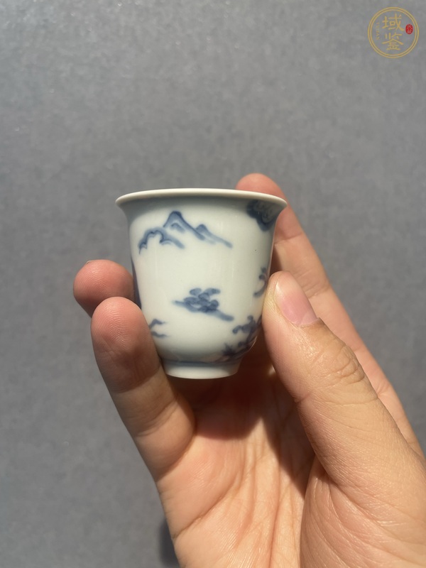 古玩陶瓷青花人物折沿杯真品鑒賞圖