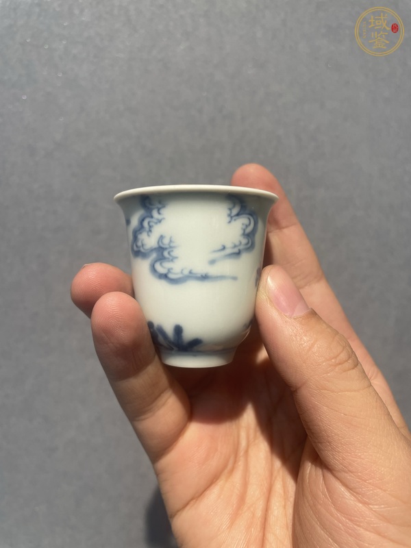 古玩陶瓷青花人物折沿杯真品鑒賞圖