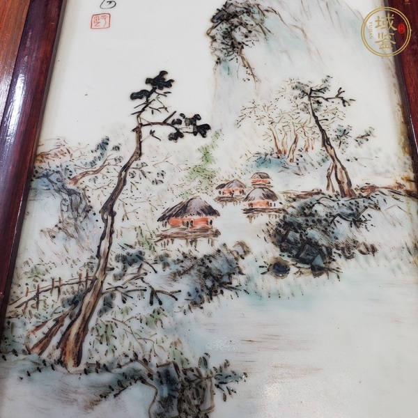 古玩陶瓷淺絳彩瓷板畫真品鑒賞圖