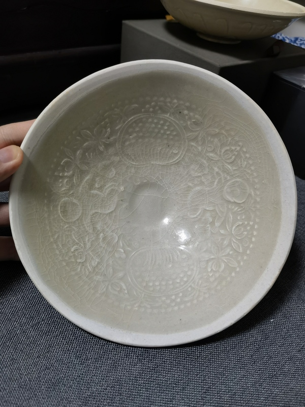 古玩轉(zhuǎn)賣(mài)【精品】南宋影青釉刻娃娃紋碗拍賣(mài)，當(dāng)前價(jià)格480元