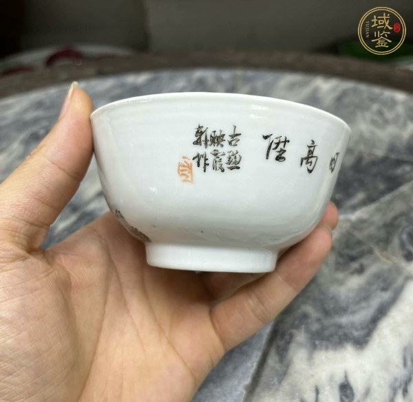 古玩陶瓷粉彩花鳥紋碗真品鑒賞圖