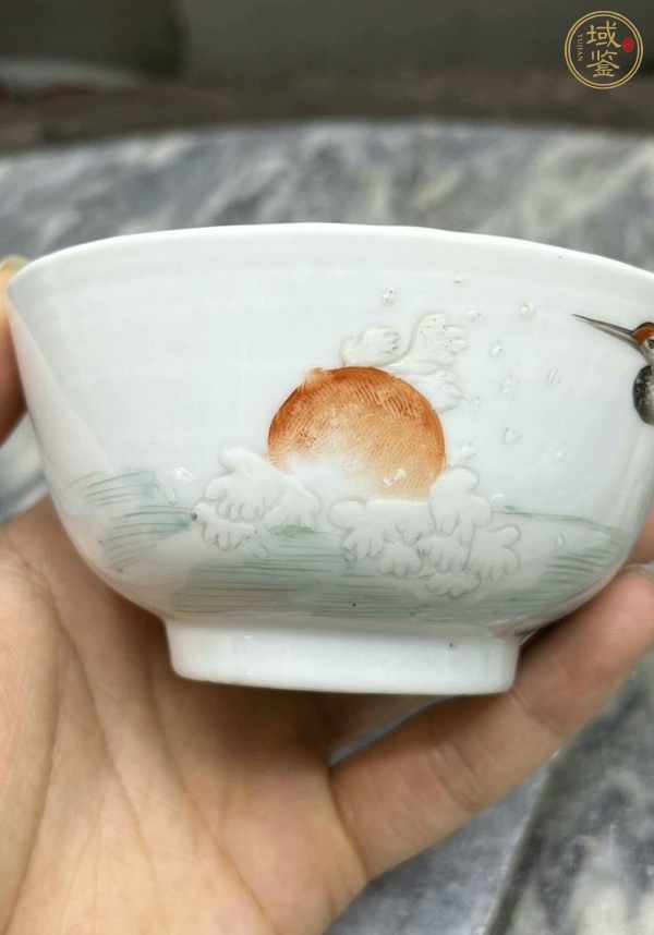 古玩陶瓷粉彩花鳥紋碗真品鑒賞圖