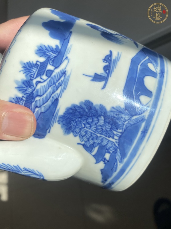 古玩陶瓷青花山水人物紋茶壺真品鑒賞圖