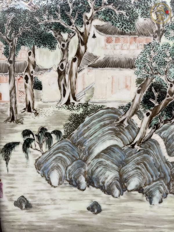 古玩陶瓷粉彩瓷板真品鑒賞圖