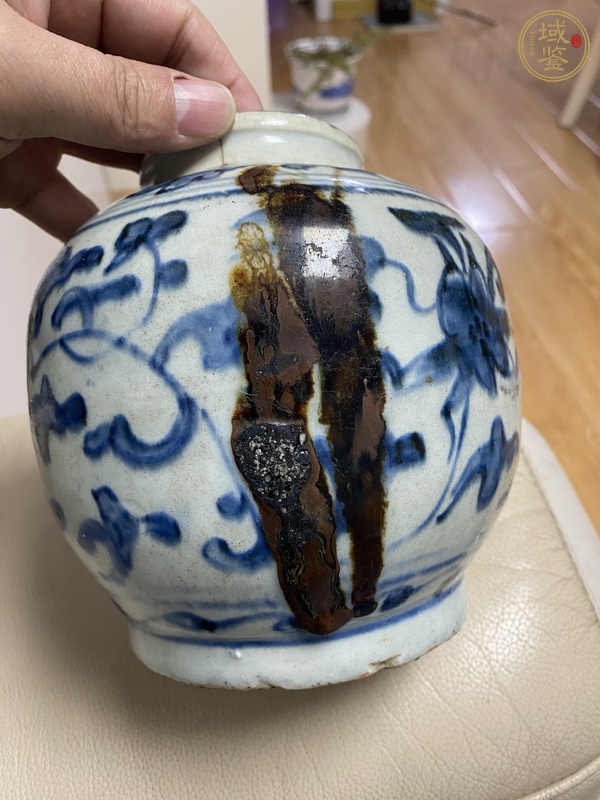 古玩陶瓷青花纏枝花卉紋罐真品鑒賞圖