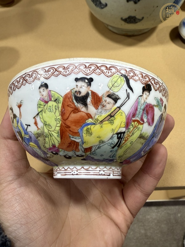 古玩八仙圖粉彩碗真品鑒賞圖