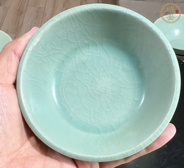 古玩陶瓷龍泉青瓷折沿洗,模糊,偏老真品鑒賞圖