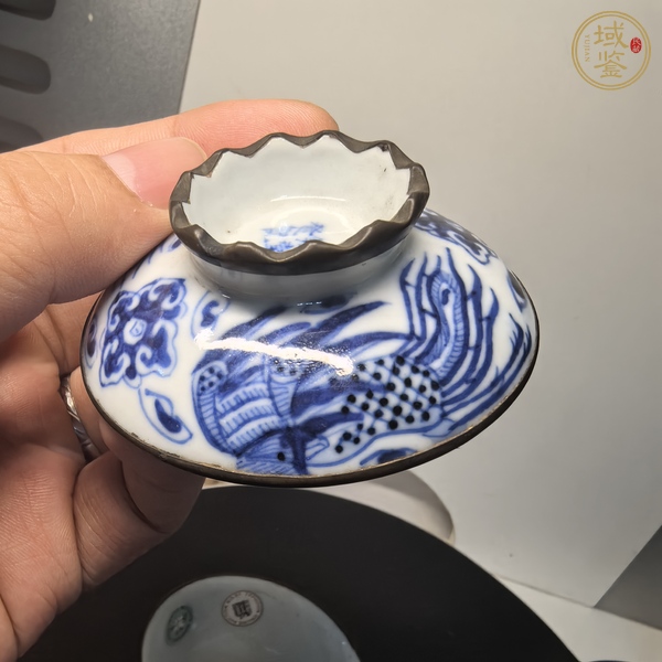 古玩陶瓷青花鳳求凰紋蓋碗真品鑒賞圖