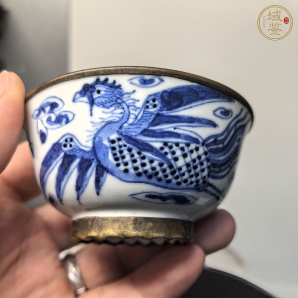 古玩陶瓷青花鳳求凰紋蓋碗真品鑒賞圖