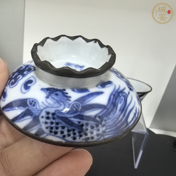 古玩陶瓷青花鳳求凰紋蓋碗真品鑒賞圖