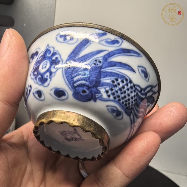 古玩陶瓷青花鳳求凰紋蓋碗真品鑒賞圖