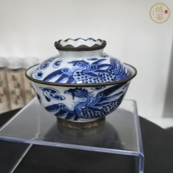 古玩陶瓷青花鳳求凰紋蓋碗真品鑒賞圖