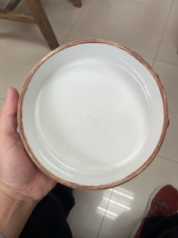 古玩陶瓷礬紅粉彩開窗花卉節盒拍賣,當前價格9500元