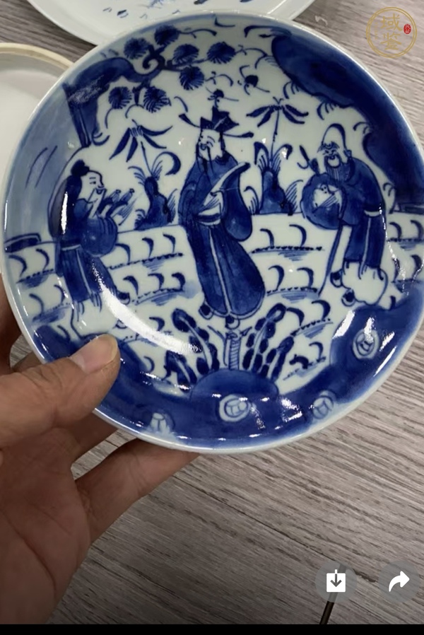 古玩陶瓷三星高照?qǐng)D青花盤(pán)真品鑒賞圖