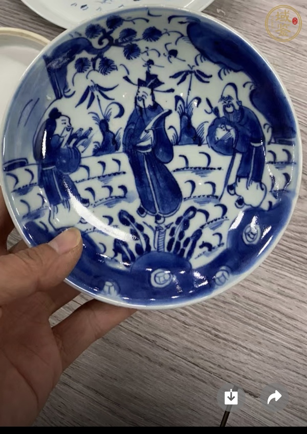 古玩陶瓷三星高照?qǐng)D青花盤(pán)真品鑒賞圖