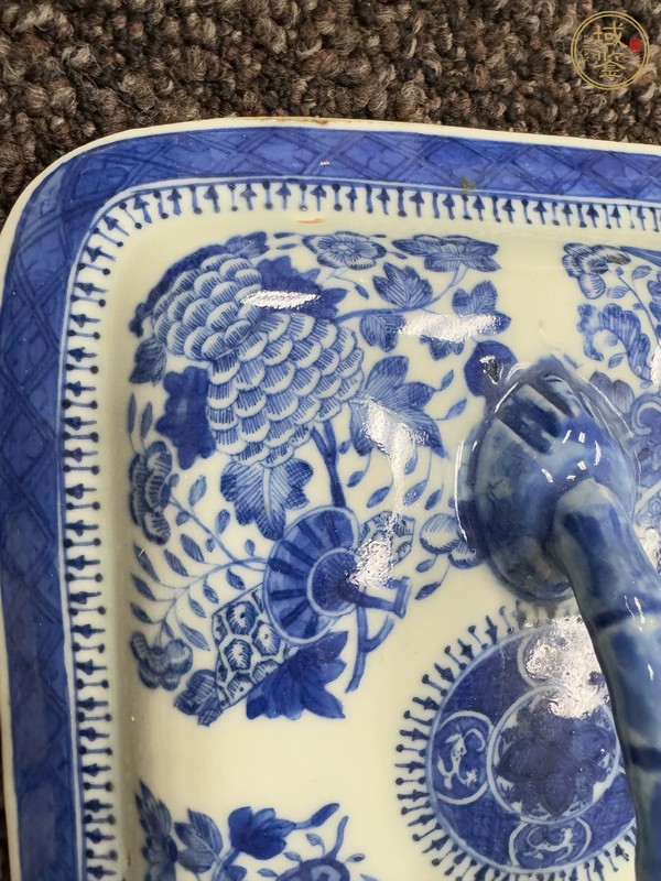 古玩陶瓷青花花卉紋蓋鍋，無底圖，偏老真品鑒賞圖