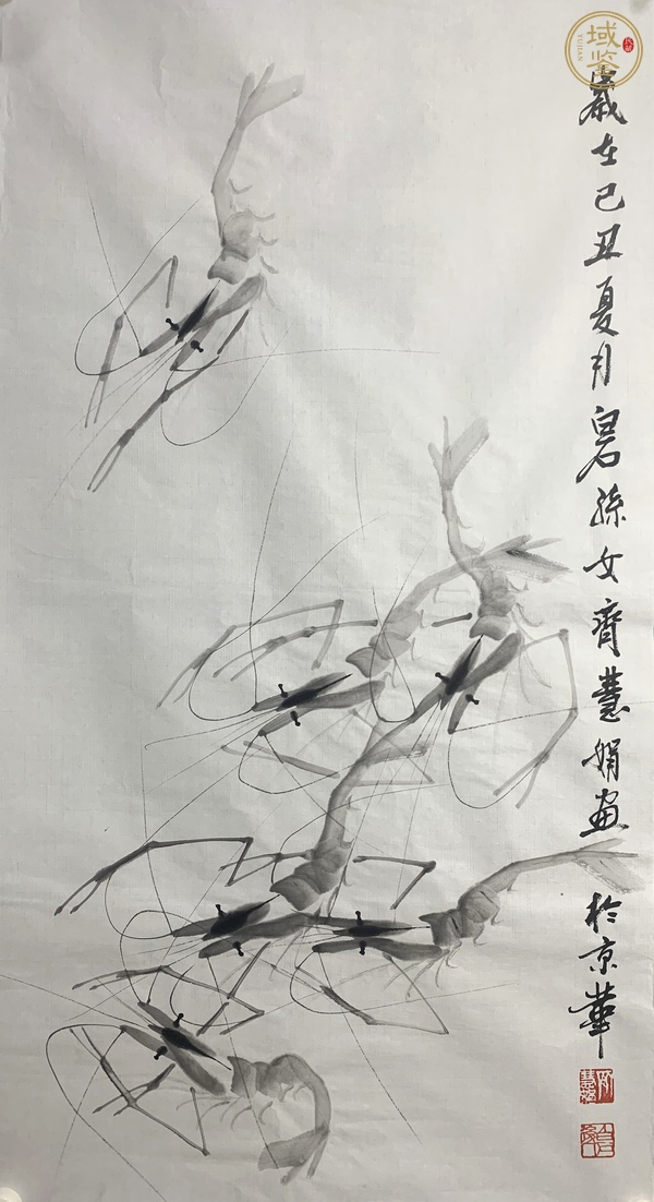 古玩字畫齊慧娟 墨蝦圖真品鑒賞圖