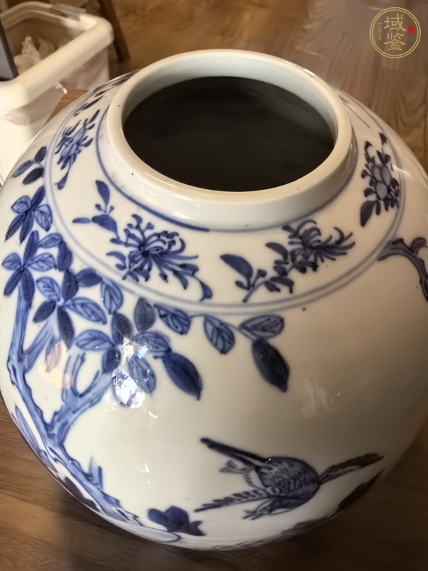 古玩陶瓷花鳥紋青花罐真品鑒賞圖