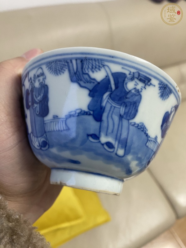 古玩陶瓷青花三星高照圖蓋碗真品鑒賞圖